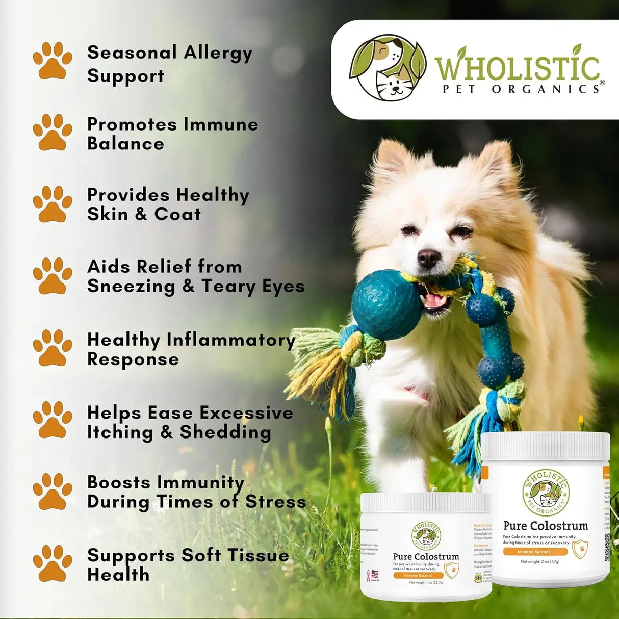 WHOLISTIC PET ORGANICS - Wholistic Pet Organics Pure Colostrum Dog Allergy Relief & Itchy Skin Treatment 28.3Gr. - The Red Vitamin MX - Remedios Para La Picazón De Perros - {{ shop.shopifyCountryName }}