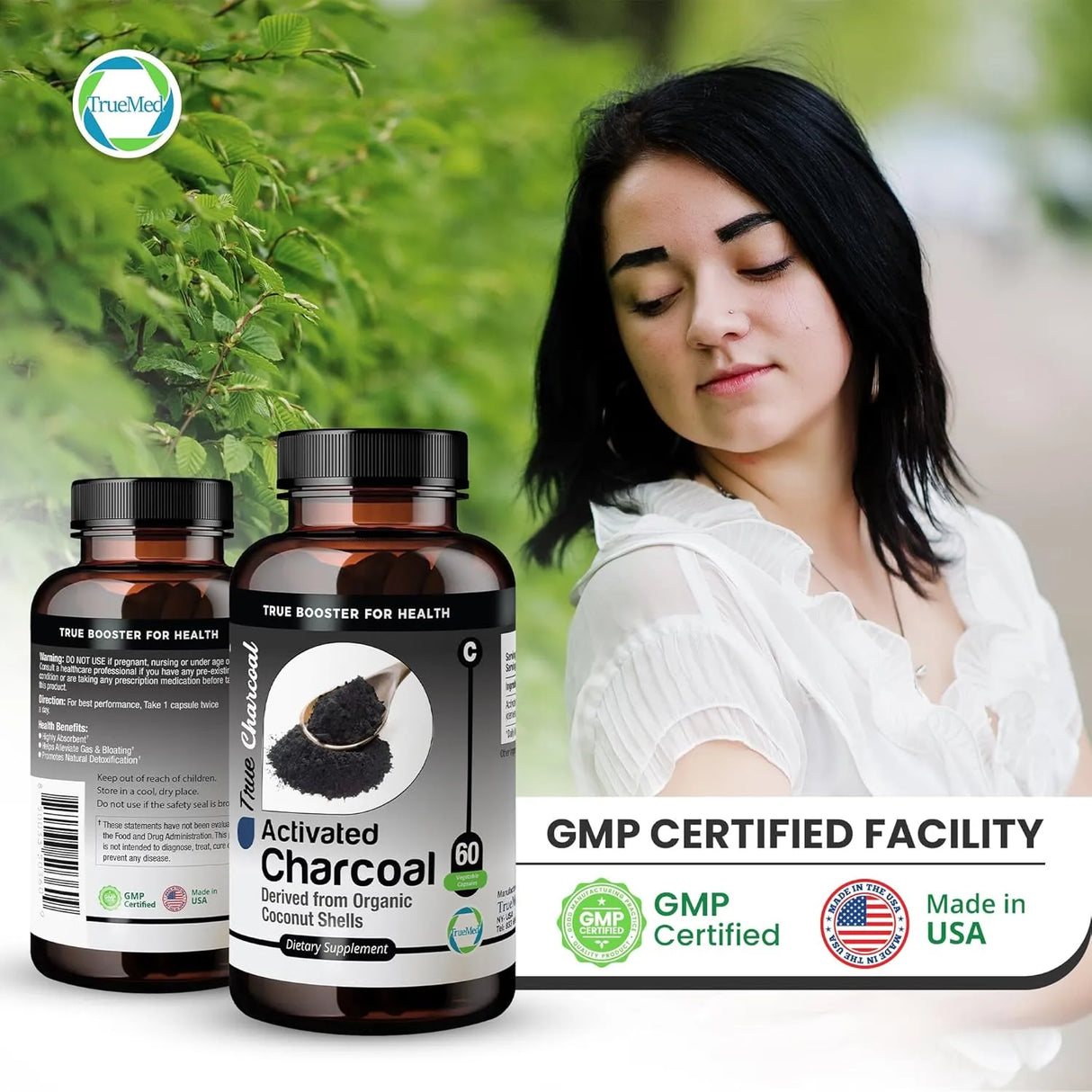 TRUEMED - TRUEMED Activated Charcoal Organic Coconut Shell Derived 1200Mg. 60 Capsulas - The Red Vitamin MX - Suplementos Alimenticios - {{ shop.shopifyCountryName }}