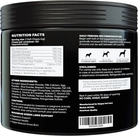 KINPUR - Kinpur Pet Care Green Lawn Chews for Dogs 180 Masticables - The Red Vitamin MX - Salud De Tracto Urinario Para Perros - {{ shop.shopifyCountryName }}