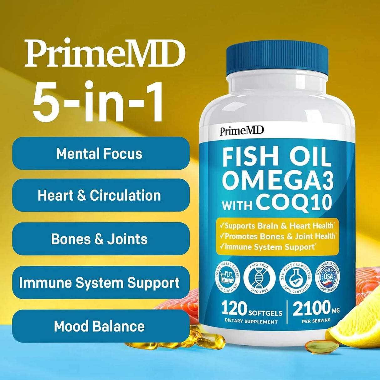 PRIMEMD - PrimeMD 5-in-1 Fish Oil Omega 3 2100Mg. 120 Capsulas Blandas - The Red Vitamin MX - Suplementos Alimenticios - {{ shop.shopifyCountryName }}
