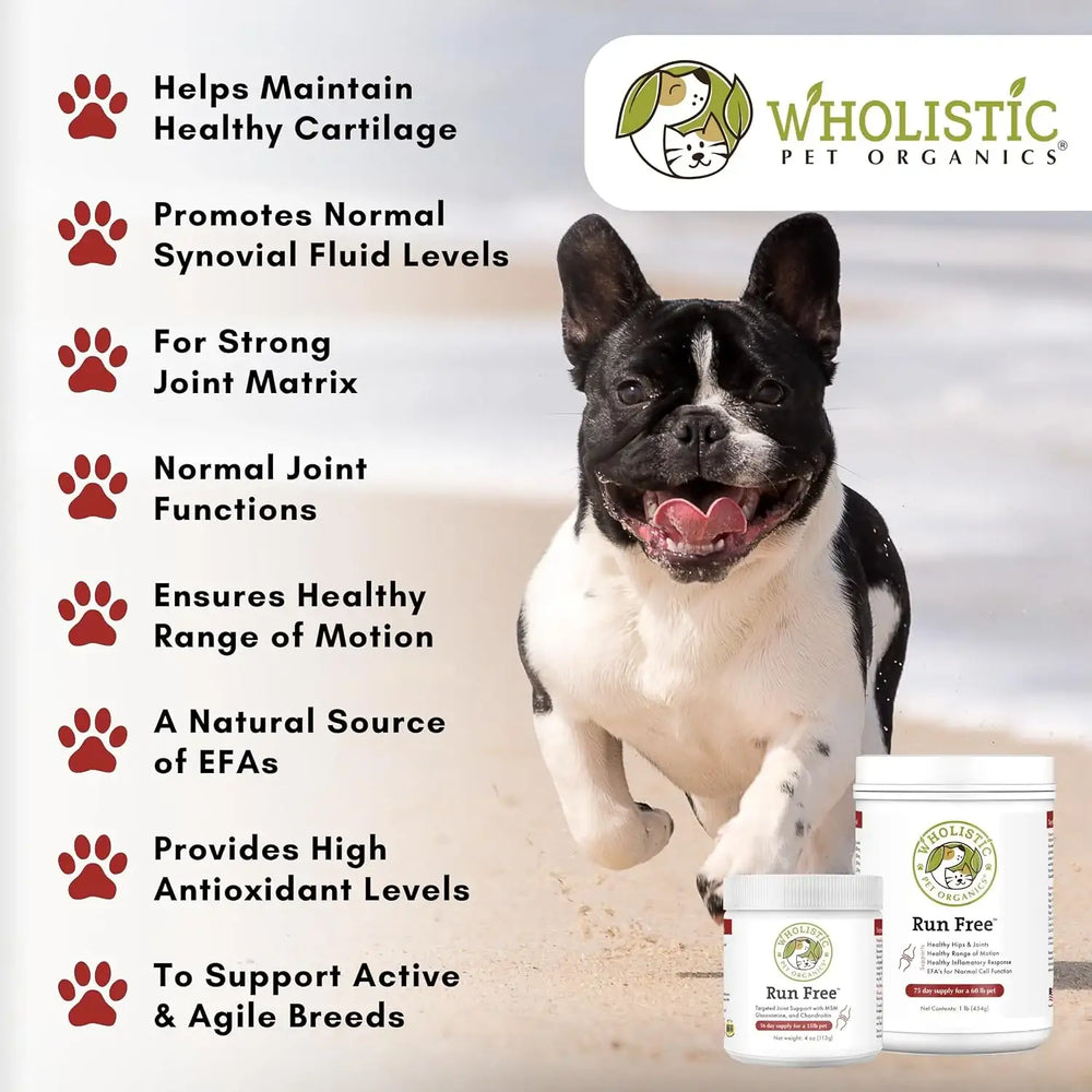 WHOLISTIC PET ORGANICS - Wholistic Pet Organics Run Free Dog Joint Supplement 113Gr. - The Red Vitamin MX - Cuidado De Cadera Y Articulaciones Para Perros - {{ shop.shopifyCountryName }}