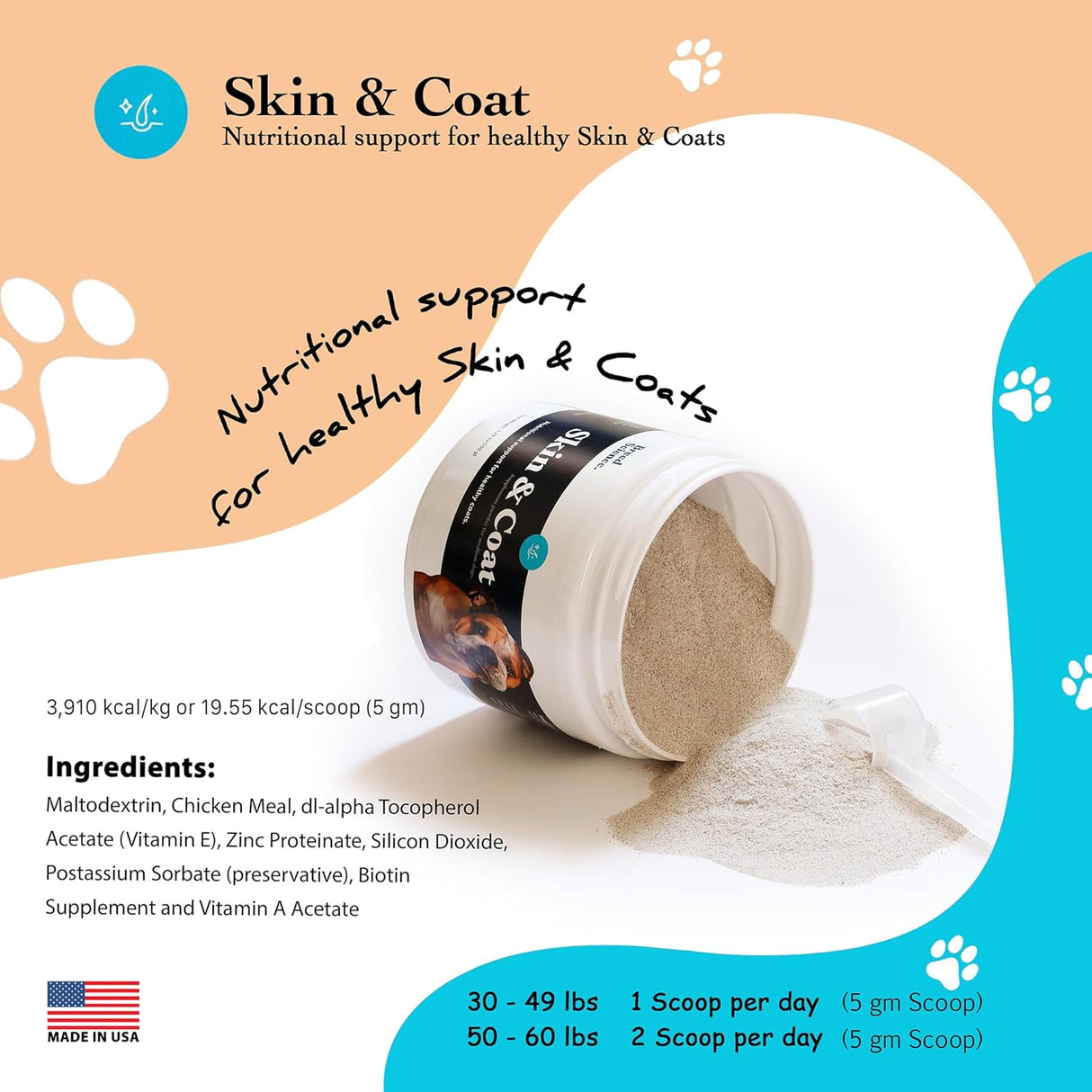 VitaBoost Skin and Coat Supplement Powder for Medium Dogs 150Gr.