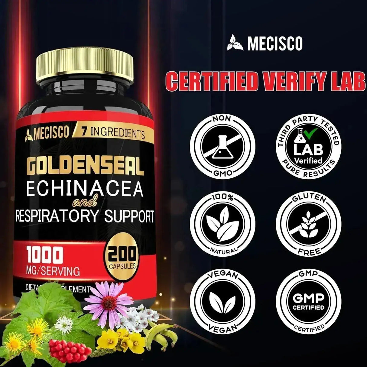 MECISCO - Mecisco Goldenseal Root Organic with Echinacea 200 Capsulas - The Red Vitamin MX - Suplementos Alimenticios - {{ shop.shopifyCountryName }}
