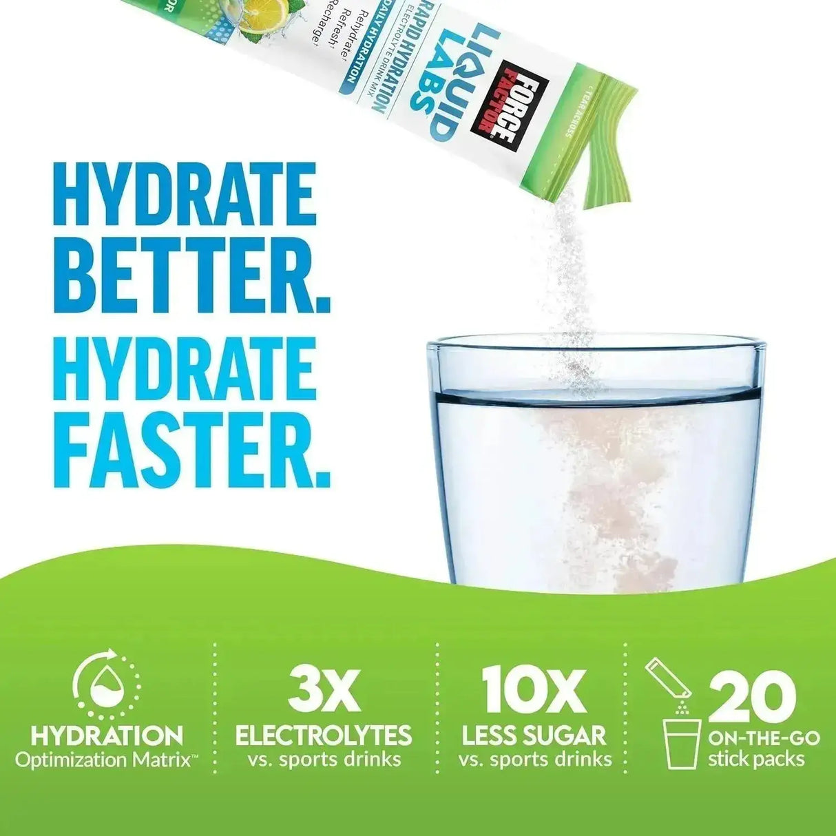 FORCE FACTOR - Force Factor Liquid Labs Electrolytes Powder Lemon Lime 20 Paquetes 2 Pack - The Red Vitamin MX - Suplementos Alimenticios - {{ shop.shopifyCountryName }}