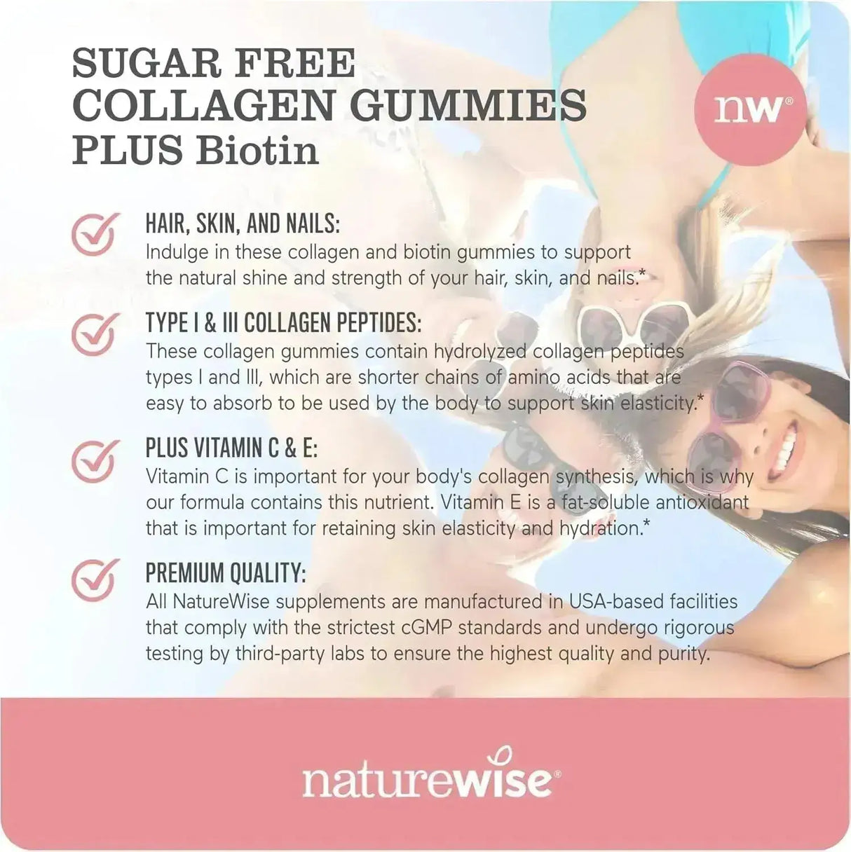 NATUREWISE - NatureWise Sugar-Free Hydrolyzed Collagen Peptide Gummies 180 Gomitas - The Red Vitamin MX - Suplementos Alimenticios - {{ shop.shopifyCountryName }}