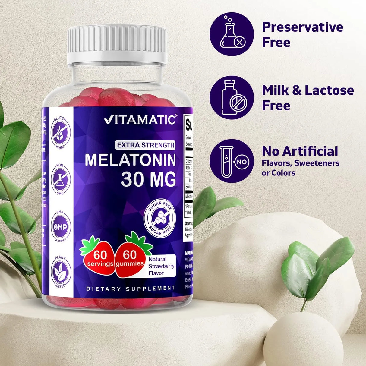VITAMATIC - Vitamatic Sugar Free Melatonin 30Mg. 60 Gomitas - The Red Vitamin MX - Suplementos Alimenticios - {{ shop.shopifyCountryName }}