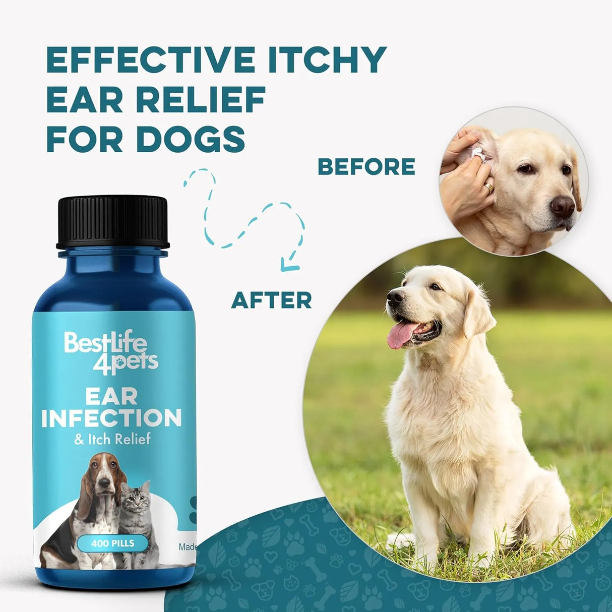 BESTLIFE4PETS - BestLife4Pets Itch Relief and Ear Infection Treatment for Dogs & Cats 400 Pastillas - The Red Vitamin MX - Cuidado Del Oído De Perros - {{ shop.shopifyCountryName }}