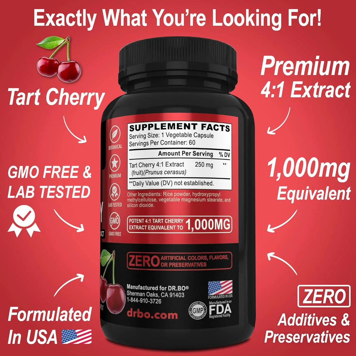 DR. BO - DR. BO Tart Cherry Extract 60 Capsulas - The Red Vitamin MX - Suplementos Alimenticios - {{ shop.shopifyCountryName }}