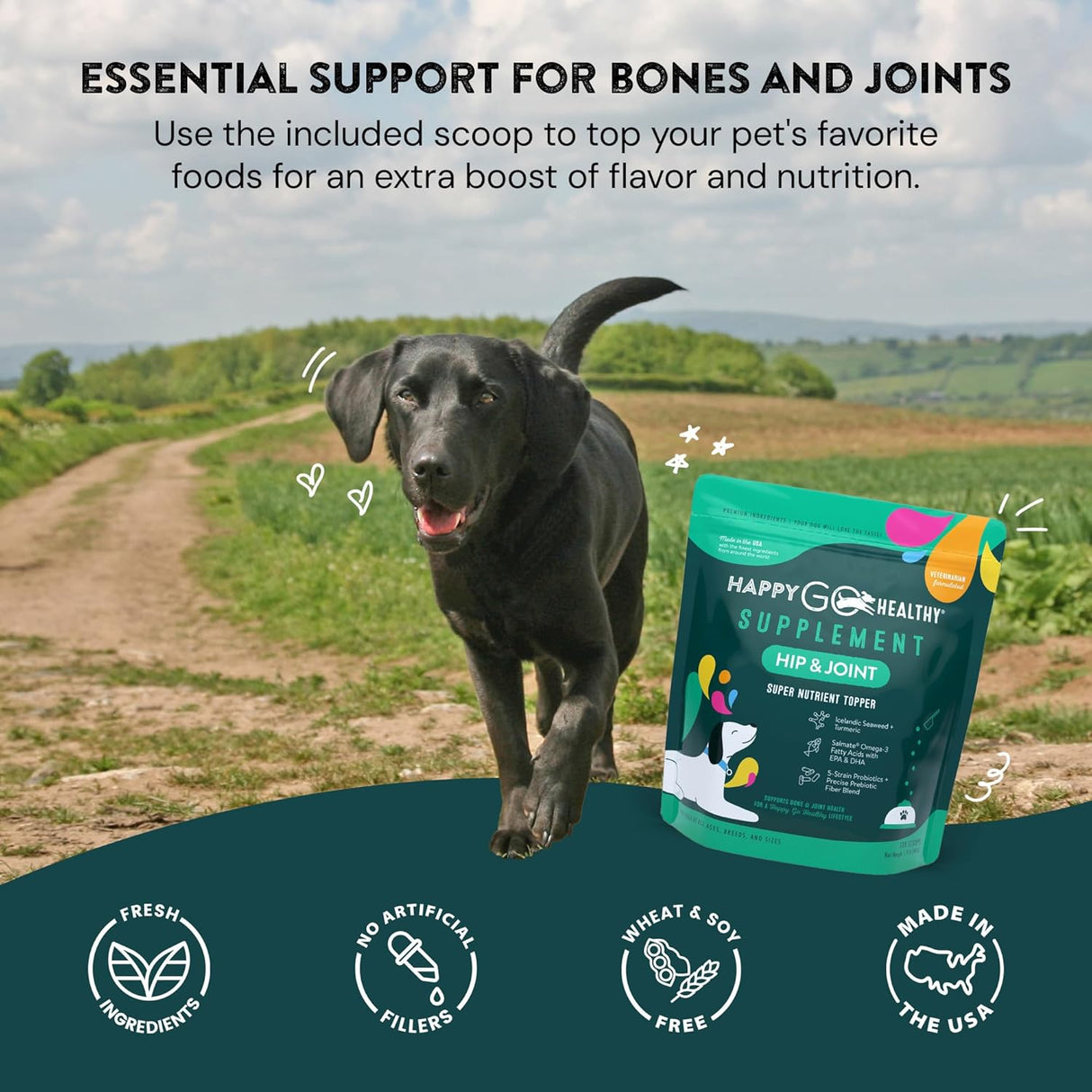 HAPPY GO HEALTHY Hip & Joint Supplements for Dogs 120 Servicios
