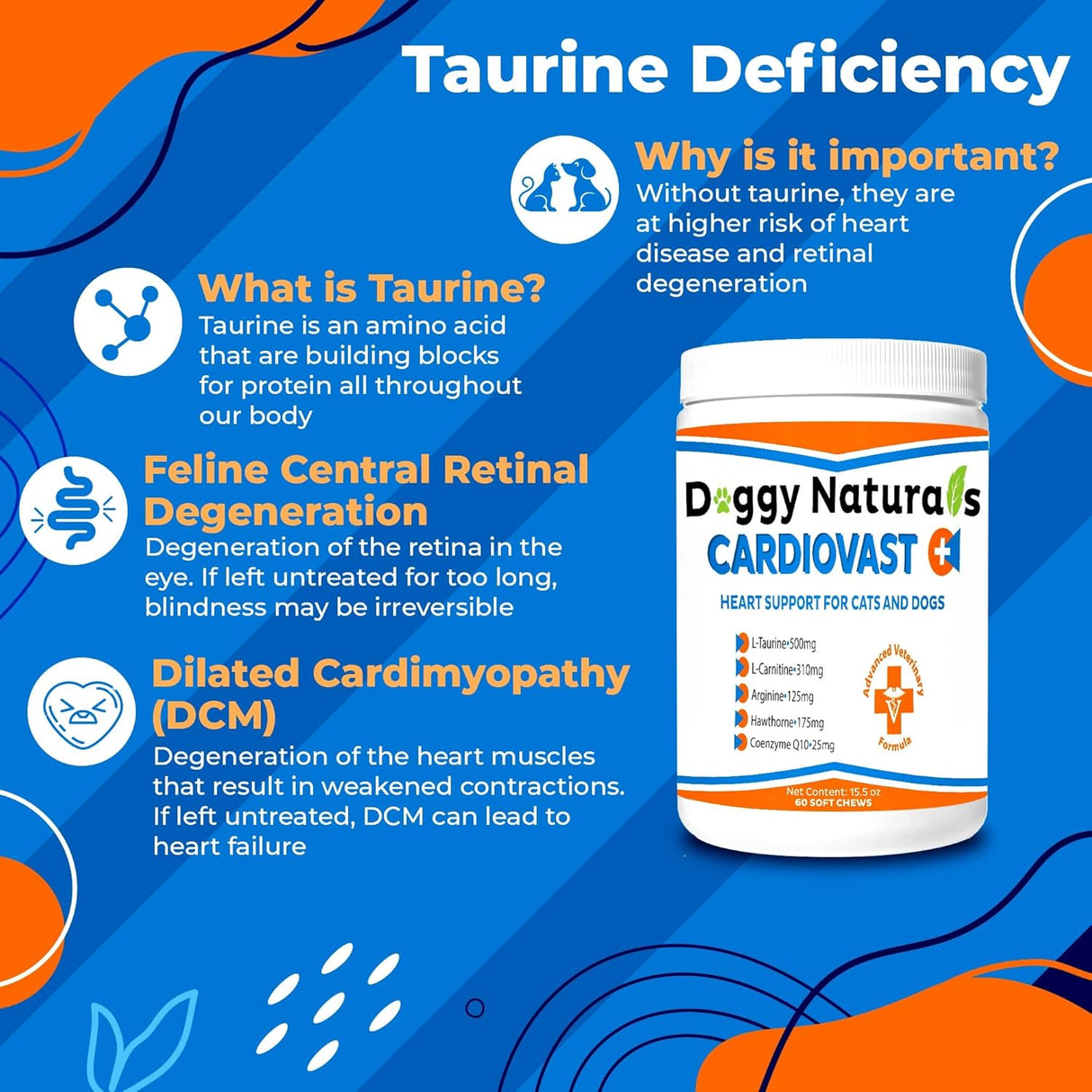 Doggy Naturals CardioVast Cardio Support and Cardio Strength Supplement for Dog 60 Masticables