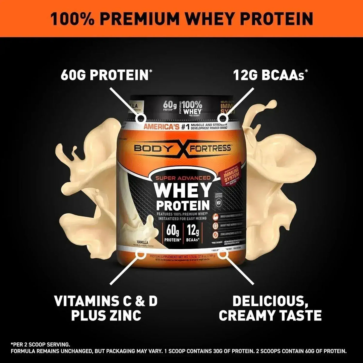 BODY FORTRESS - Body Fortress 100% Whey Premium Protein Powder Vanilla 807Gr. - The Red Vitamin MX - Suplementos Alimenticios - {{ shop.shopifyCountryName }}