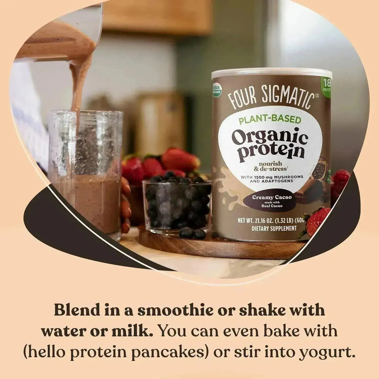 FOUR SIGMATIC - Four Sigmatic Organic Vegan Protein Powder Creamy Cacao 600Gr. - The Red Vitamin MX - Suplementos Alimenticios - {{ shop.shopifyCountryName }}