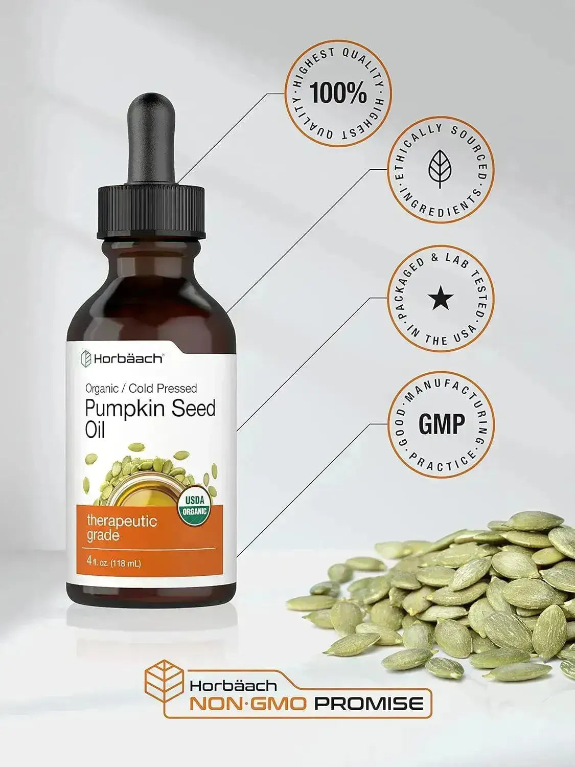 HORBAACH - Horbaach Organic Pumpkin Seed Oil 118Ml. - The Red Vitamin MX - Suplementos Alimenticios - {{ shop.shopifyCountryName }}