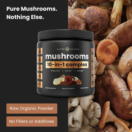 NUTRACHAMPS - NutraChamps Organic Mushroom Powder 10-in-1 Complex 226Gr. - The Red Vitamin MX - Suplementos Alimenticios - {{ shop.shopifyCountryName }}