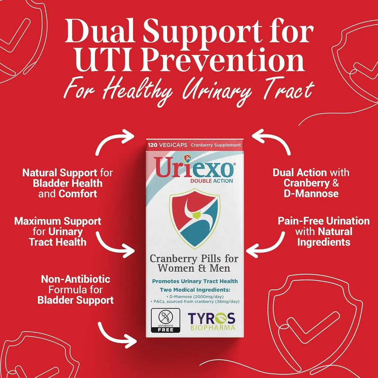 URIEXO - Uriexo Double Action Cranberry Capsules Urinary Tract 120 Capsulas - The Red Vitamin MX - Suplementos Alimenticios - {{ shop.shopifyCountryName }}