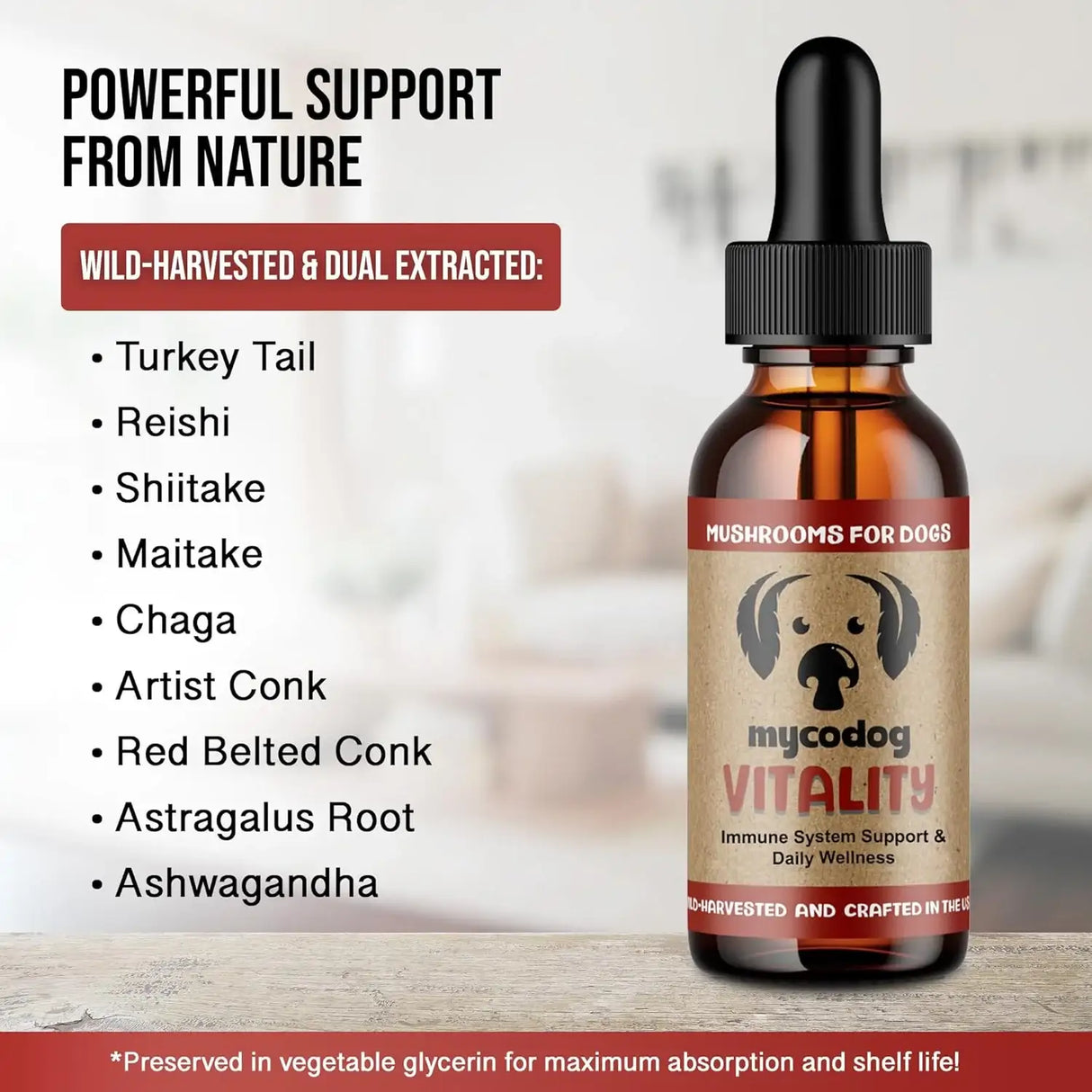 MYCODOG - MycoDog Vitality Mushroom Extract & Adaptogen Tincture 1 Fl.Oz. - The Red Vitamin MX - Suplementos Herbales Para Perros - {{ shop.shopifyCountryName }}