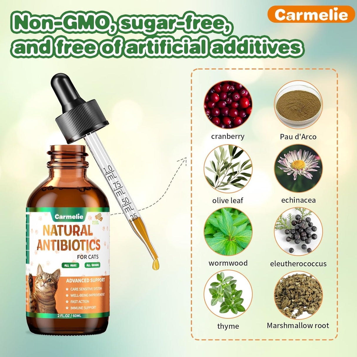 Carmelie Natural Antibiotics for Cats 2 Fl.Oz.