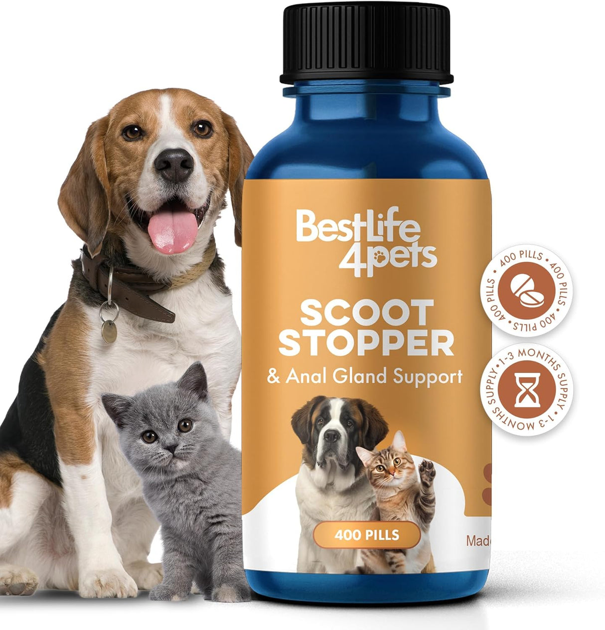 BestLife4Pets Scoot Stopper for Dogs 400 Tabletas