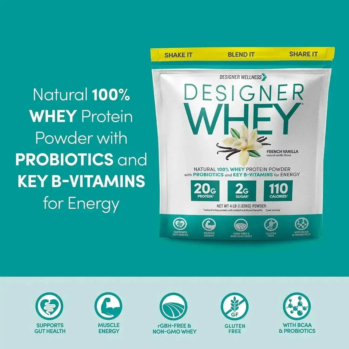 DESIGNER WELLNESS - Designer Wellness Designer Whey Natural Whey Protein Powder French Vanilla 908Gr. - The Red Vitamin MX - Suplementos Alimenticios - {{ shop.shopifyCountryName }}