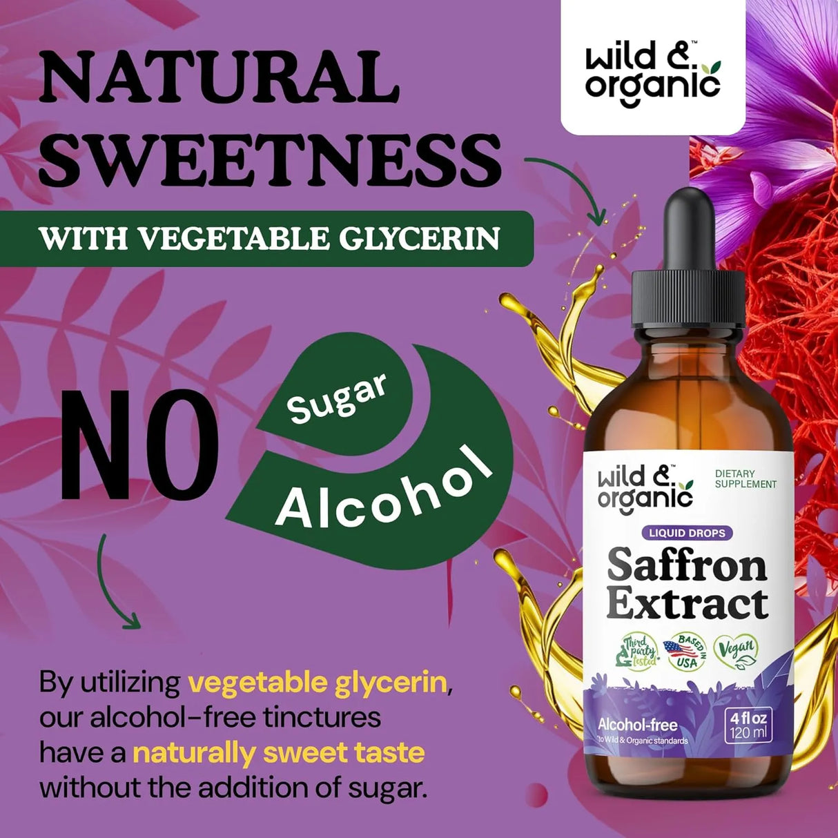 WILD & ORGANIC - Wild & Organic Saffron Tincture 88.5Mg. 4 Fl.Oz. - The Red Vitamin MX - Suplementos Alimenticios - {{ shop.shopifyCountryName }}