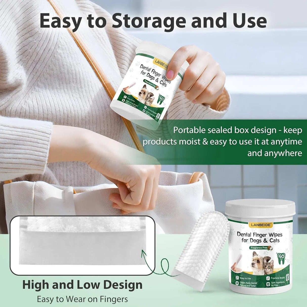 LANBEIDE - LANBEIDE Pet Teeth Cleaning Wipes for Dogs & Cats 60 Toallitas - The Red Vitamin MX - Cuidado Dental Para Perros - {{ shop.shopifyCountryName }}