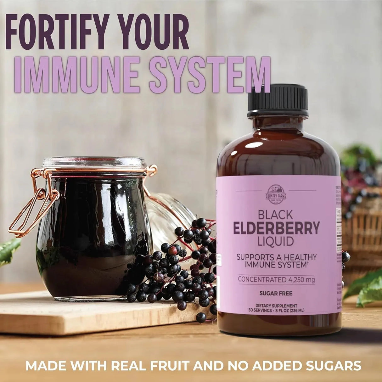 COUNTRY FARMS - Country Farms Elderberry Liquid 236Ml. - The Red Vitamin MX - Suplementos Alimenticios - {{ shop.shopifyCountryName }}