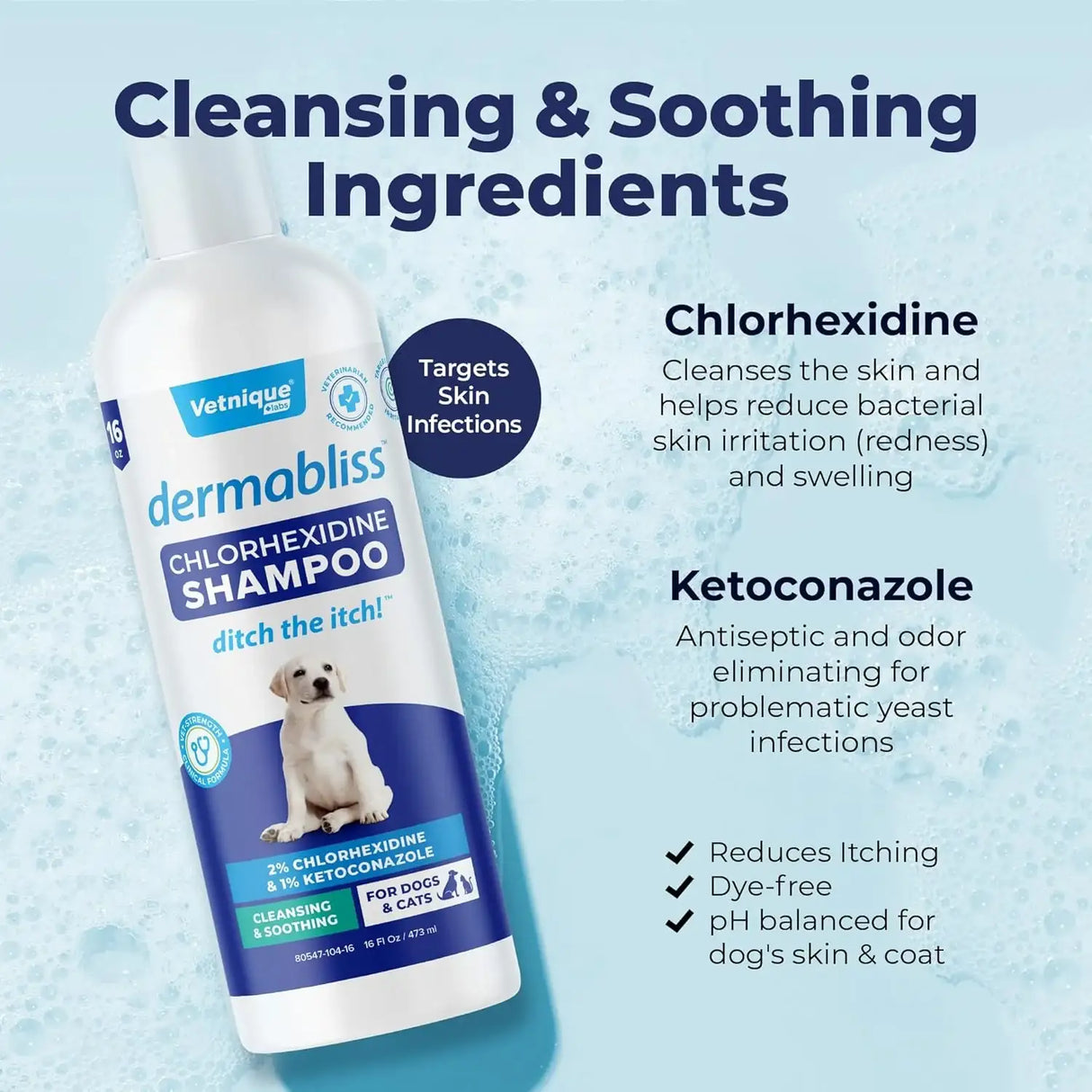 VETNIQUE - Vetnique Dermabliss Chlorhexidine for Dogs Skin Health Shampoo 16 Fl.Oz. - The Red Vitamin MX - Remedios Para La Picazón De Perros - {{ shop.shopifyCountryName }}
