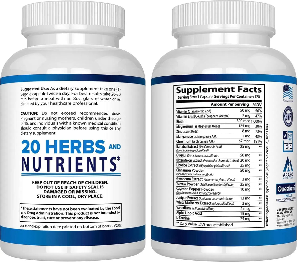 ARAZO NUTRITION - Arazo Nutrition Blood Sugar 365 120 Capsulas - The Red Vitamin MX - Suplementos Alimenticios - {{ shop.shopifyCountryName }}