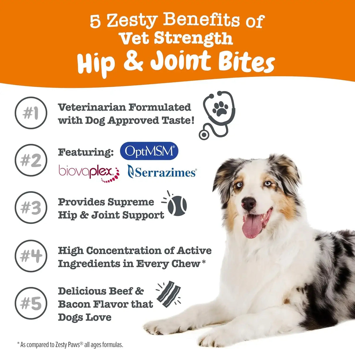ZESTY PAWS - Zesty Paws Vet Strength Mobility Bites Beef & Bacon Flavor 90 Masticables - The Red Vitamin MX - Cuidado De Cadera Y Articulaciones Para Perros - {{ shop.shopifyCountryName }}