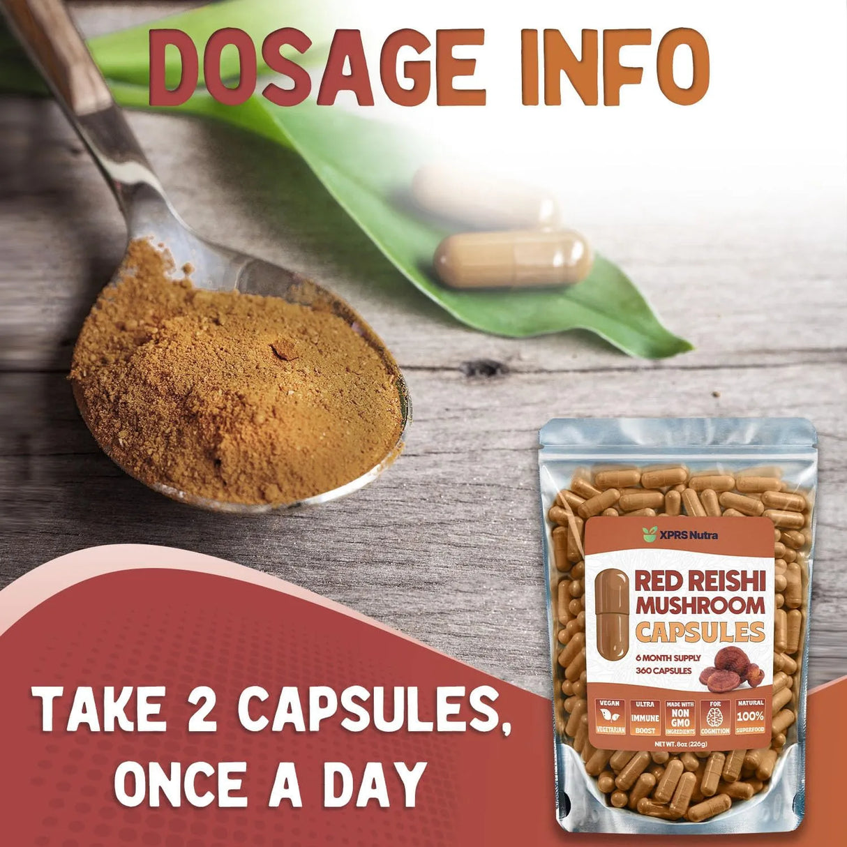 XPRS NUTRA - XPRS Nutra Reishi Mushroom 360 Capsulas - The Red Vitamin MX - Suplementos Alimenticios - {{ shop.shopifyCountryName }}