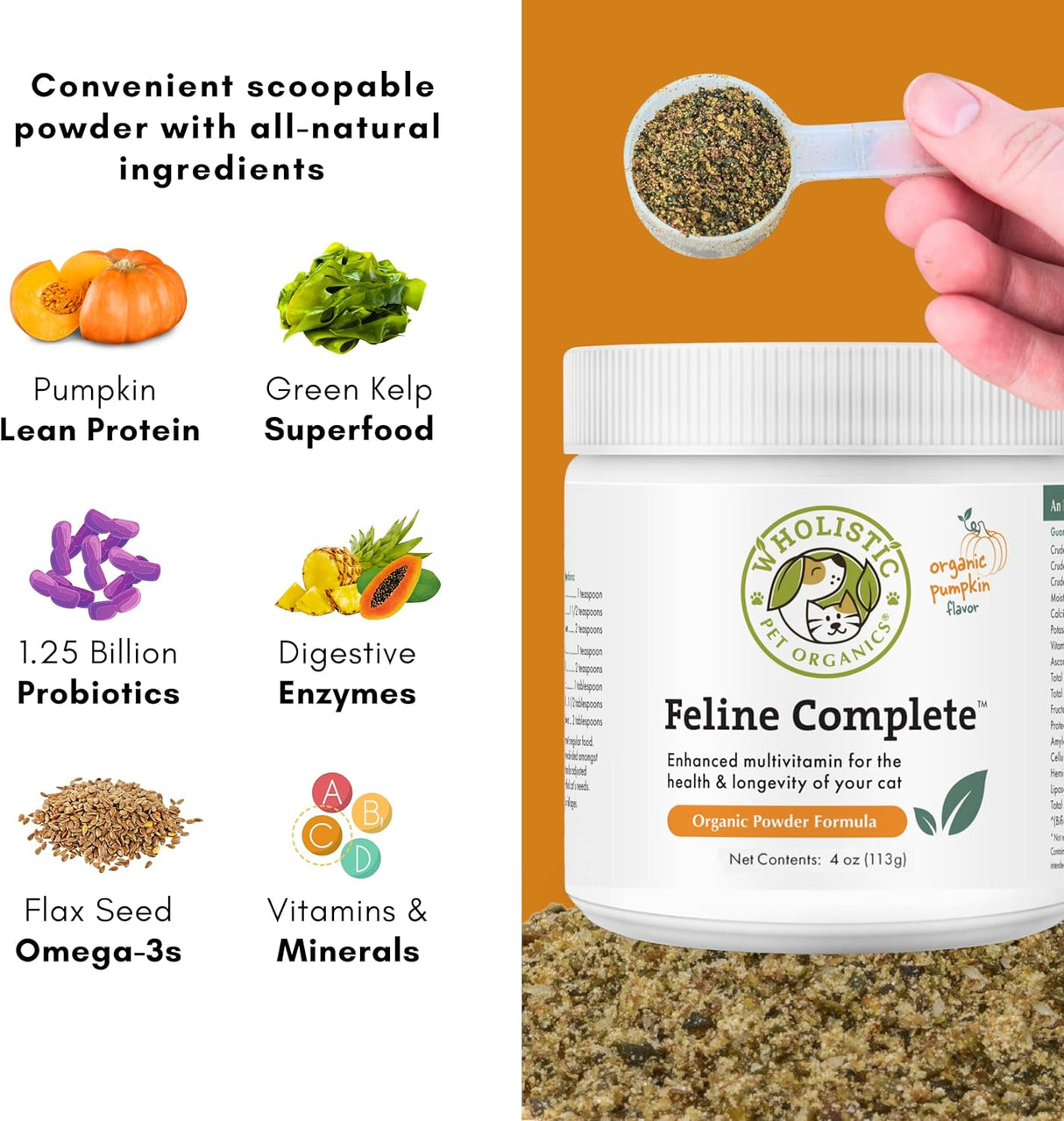 Wholistic Pet Organics Feline Complete Organic Pumpkin 113Gr.