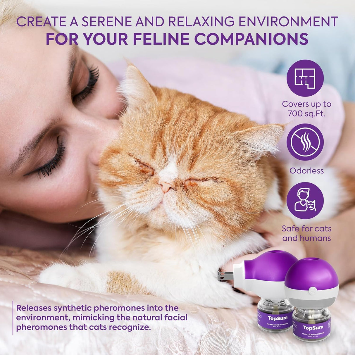 TopSum Cat Pheromones Calming Diffuser: Premium Pheromone Diffuser for Cats 3 Pack