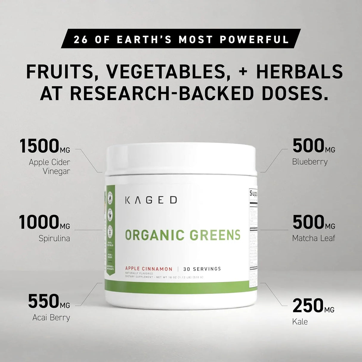 KAGED MUSCLE - Kaged Organic Greens Superfood Powder 30 Servicios Berry 510Gr. - The Red Vitamin MX - Suplementos Alimenticios - {{ shop.shopifyCountryName }}