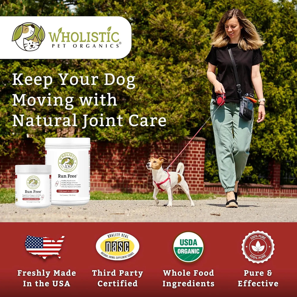 WHOLISTIC PET ORGANICS - Wholistic Pet Organics Run Free Dog Joint Supplement 113Gr. - The Red Vitamin MX - Cuidado De Cadera Y Articulaciones Para Perros - {{ shop.shopifyCountryName }}