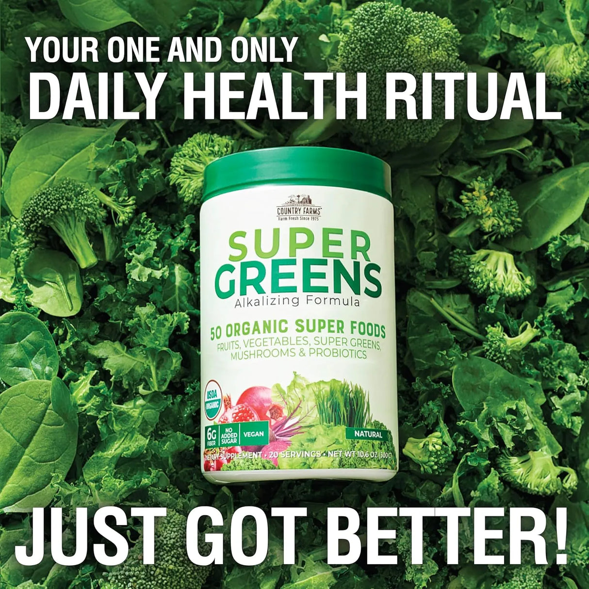 COUNTRY FARMS - COUNTRY FARMS Organic Super Greens Natural Flavor 300Gr. - The Red Vitamin MX - Suplementos Alimenticios - {{ shop.shopifyCountryName }}
