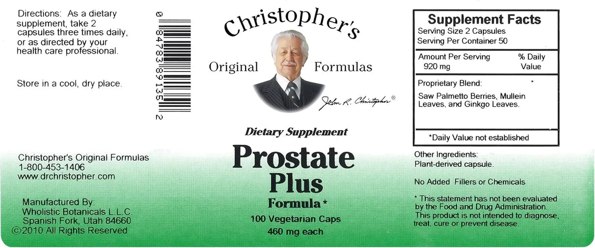CHRISTOPHER´S - Christopher's Original Formulas Prostate Plus Formula 100 Capsulas - The Red Vitamin MX - Suplementos Alimenticios - {{ shop.shopifyCountryName }}