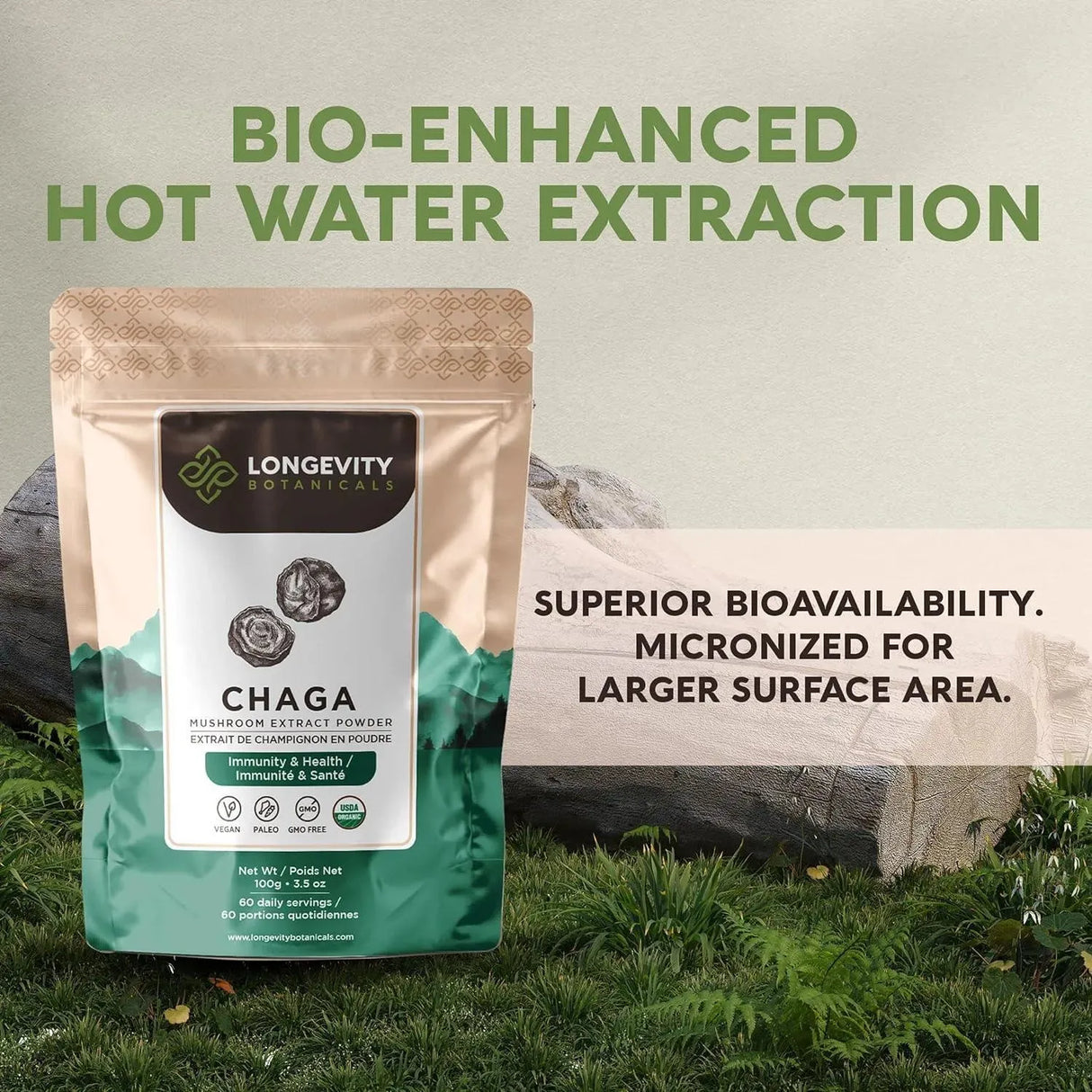 LONGEVITY BOTANICALS - Longevity Botanicals Organic Chaga Mushroom Powder 100Gr. - The Red Vitamin MX - Suplementos Alimenticios - {{ shop.shopifyCountryName }}