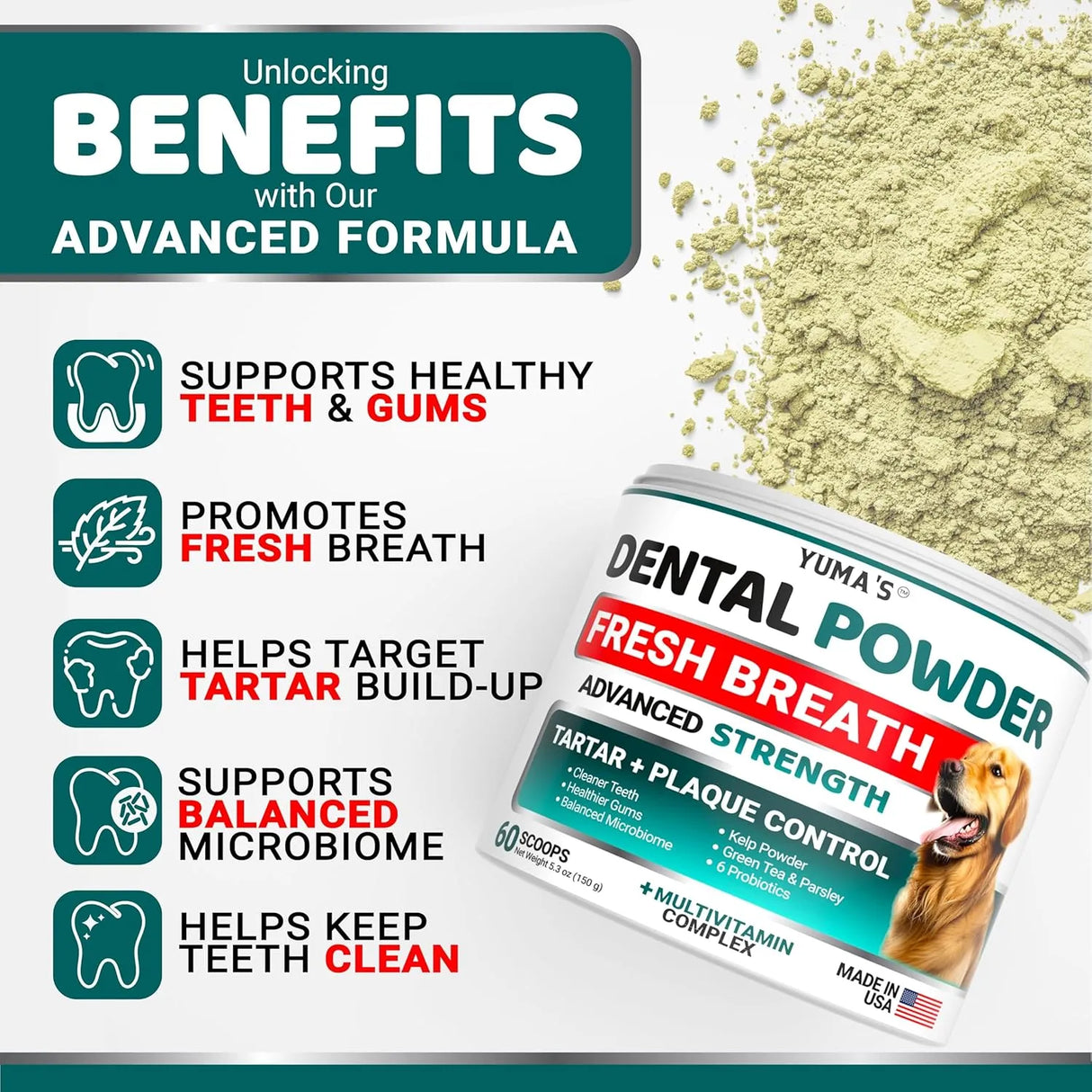 YUMA'S - YUMA'S Dog Dental Powder 60 Servicios 150Gr. - The Red Vitamin MX - Cuidado Dental Para Perros - {{ shop.shopifyCountryName }}