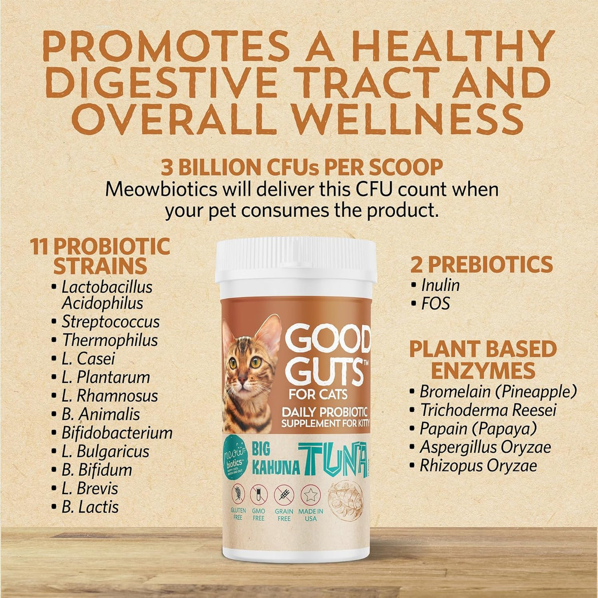 Meowbiotics Good Guts for Cats Probiotic Powder 30 Servicios