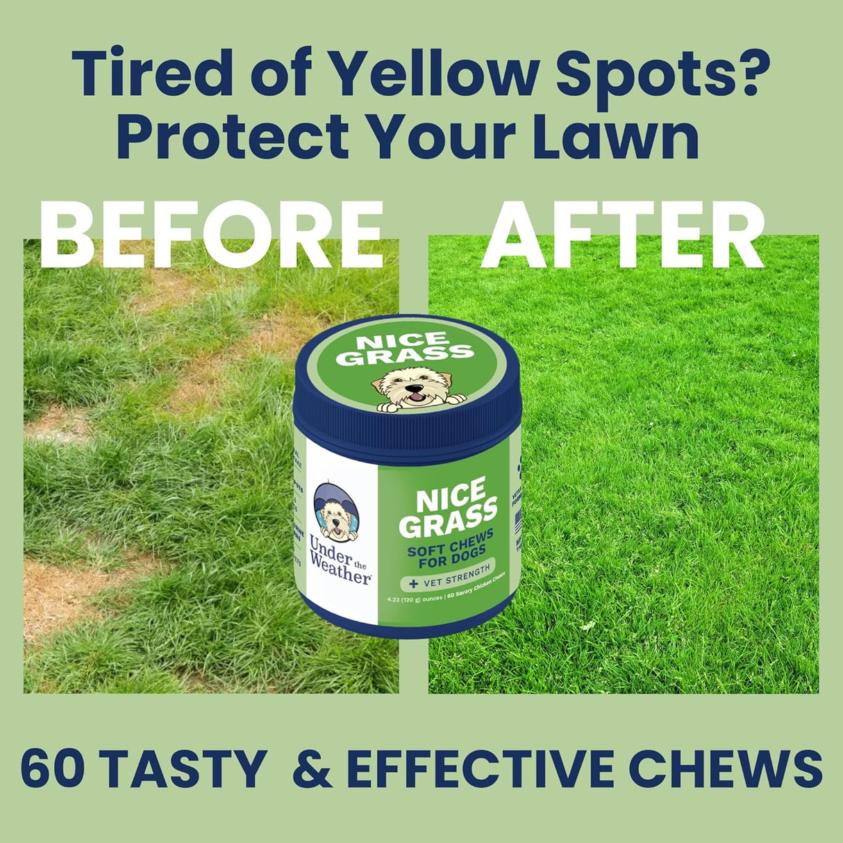 Under the Weather Nice Grass Chews for Dogs 60 Masticables