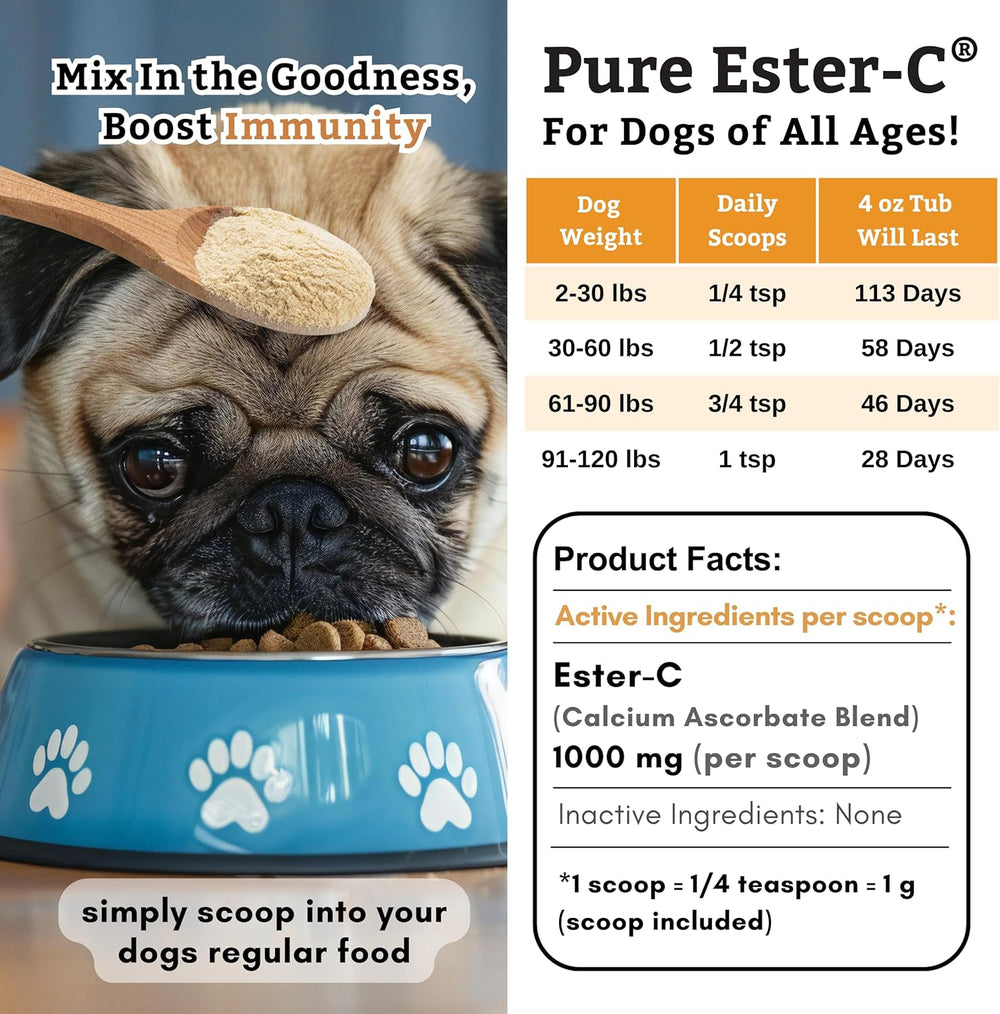 Wholistic Pet Organics Pure Ester-C Powder for Dogs 113Gr.