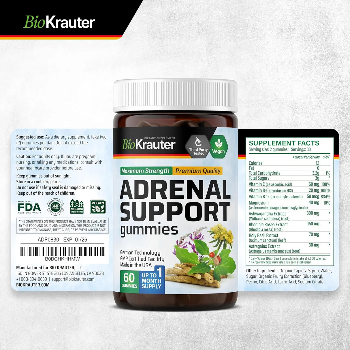 BIOKRAUTER - BIO KRAUTER Adrenal Support Gummies 60 Gomitas - The Red Vitamin MX - Suplementos Alimenticios - {{ shop.shopifyCountryName }}
