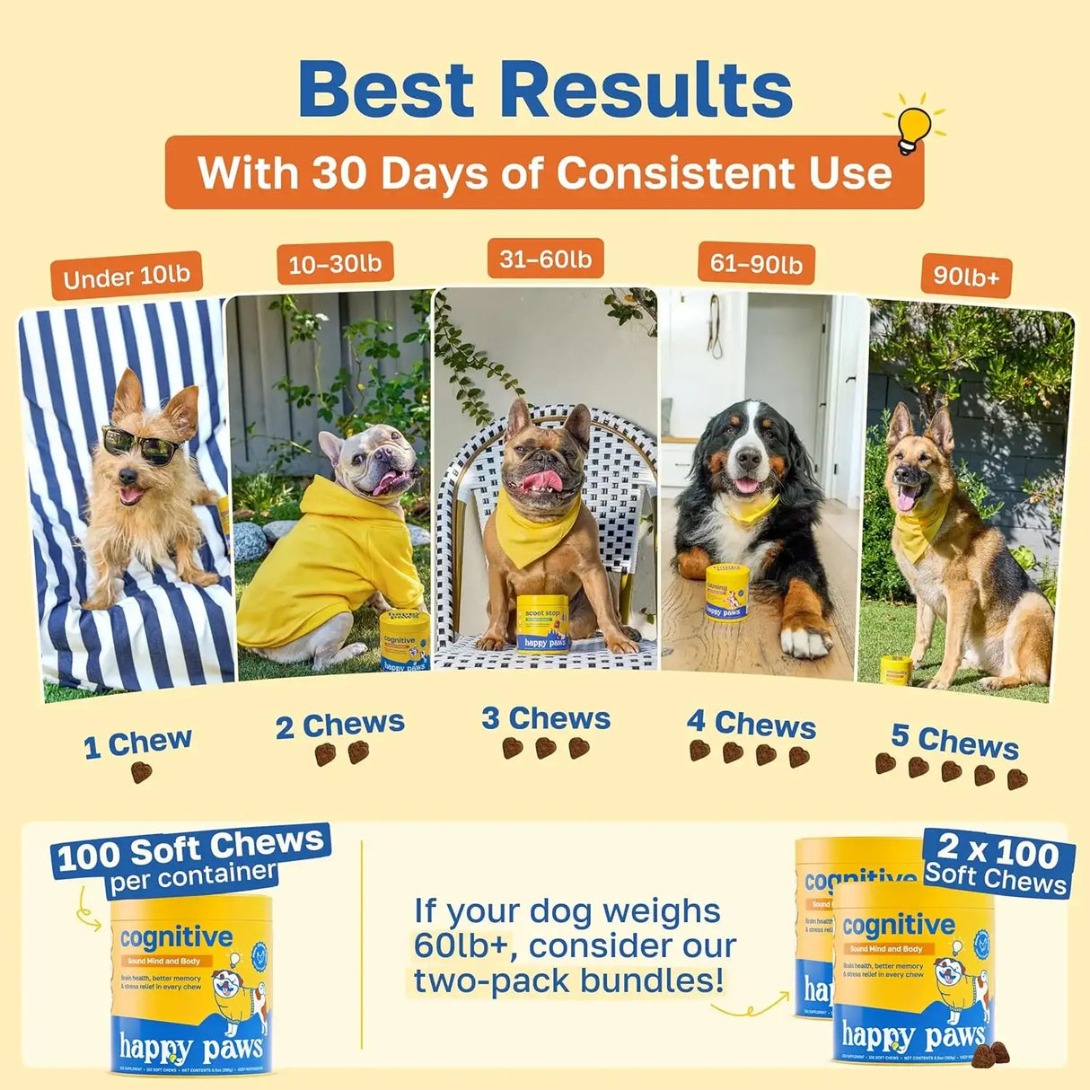 HAPPY PAWS - Happy Paws Cognitive Supplement for Dogs 100 Masticables - The Red Vitamin MX - Multivitamínicos Para Perros - {{ shop.shopifyCountryName }}