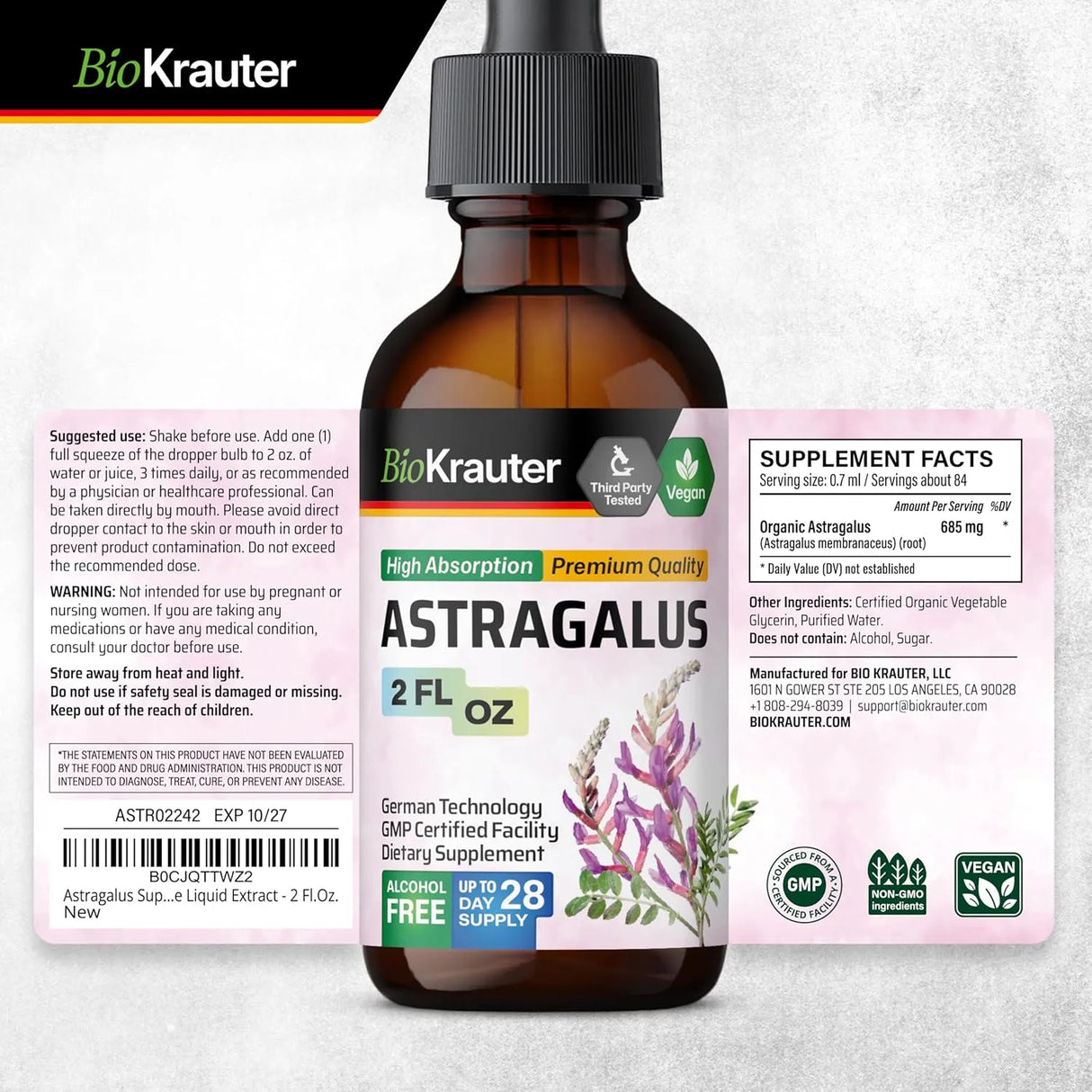 BIOKRAUTER - BIO KRAUTER Astragalus Tincture 2 Fl.Oz. - The Red Vitamin MX - Suplementos Alimenticios - {{ shop.shopifyCountryName }}
