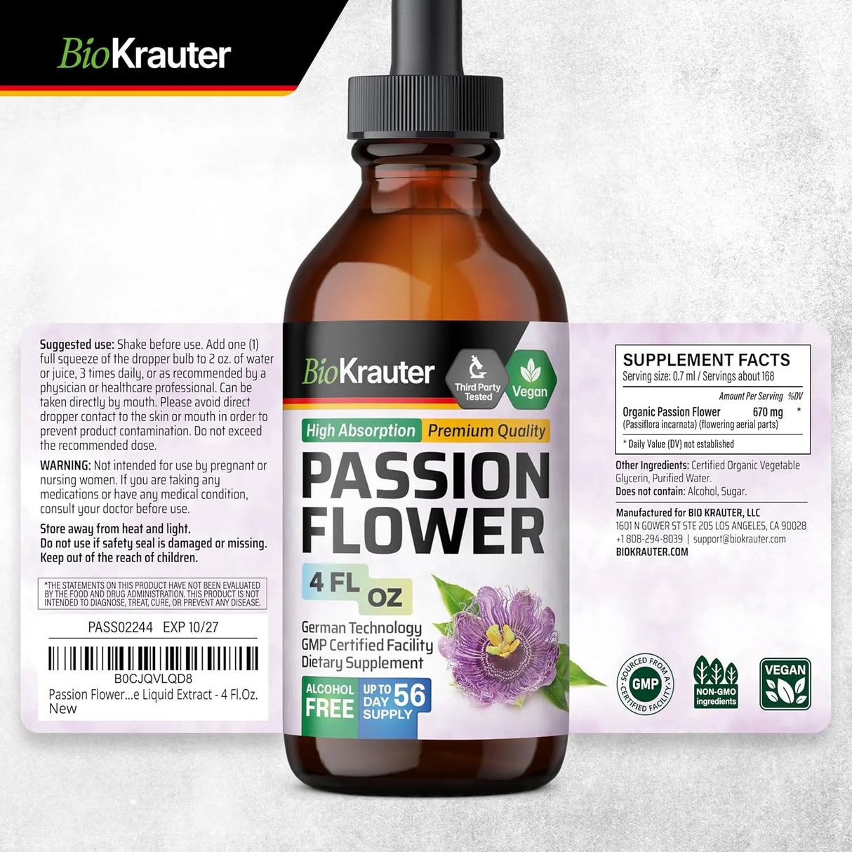 BIOKRAUTER - BIO KRAUTER Passionflower Tincture 4 Fl.Oz. - The Red Vitamin MX - Suplementos Alimenticios - {{ shop.shopifyCountryName }}