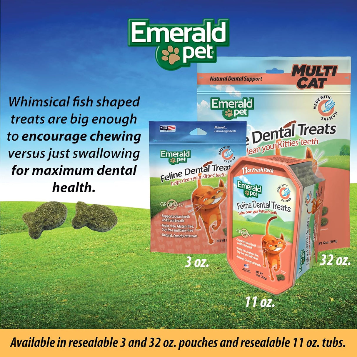Emerald Pet Feline Dental Treats Salmon 85Gr.