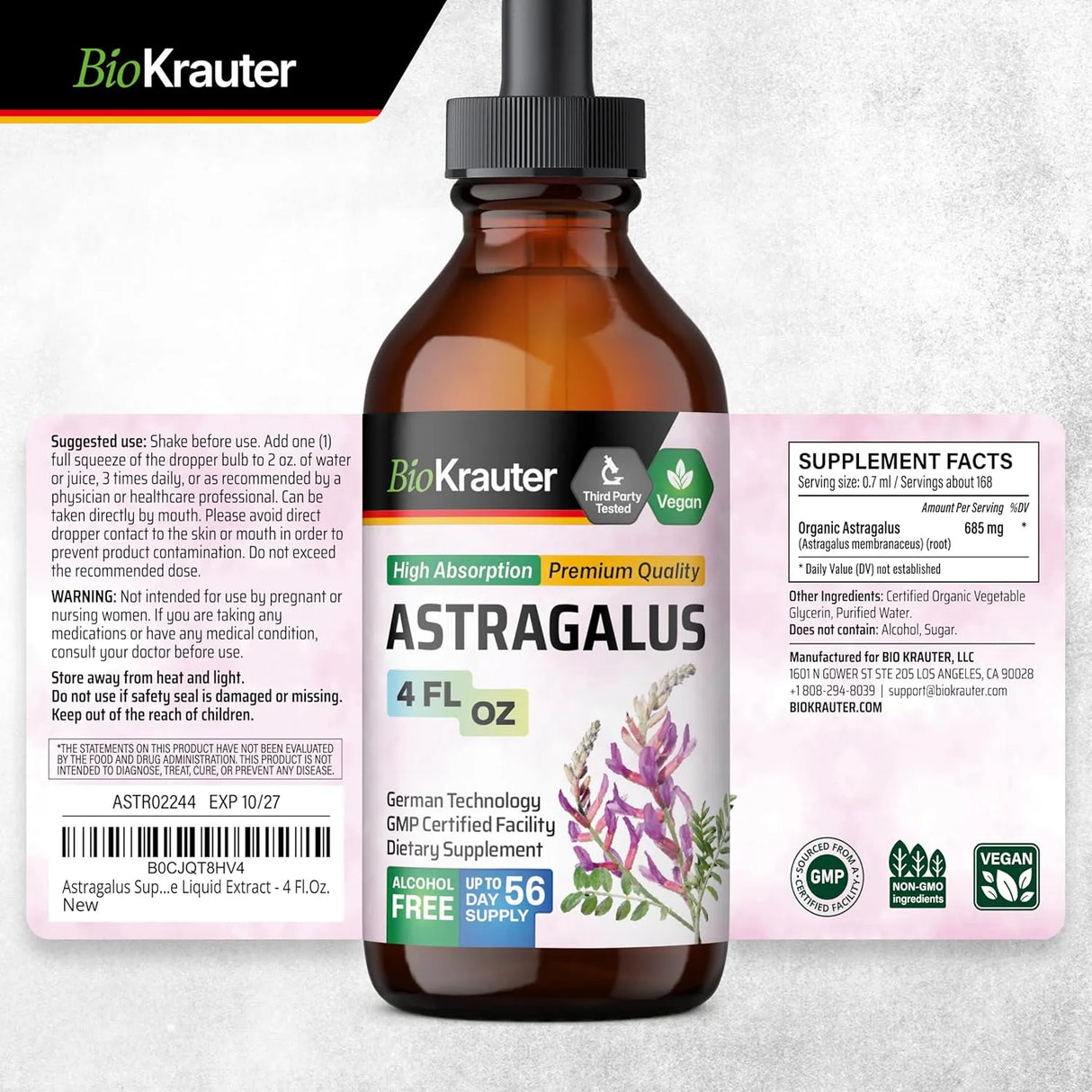BIOKRAUTER - BIO KRAUTER Astragalus Tincture 4 Fl.Oz. - The Red Vitamin MX - Suplementos Alimenticios - {{ shop.shopifyCountryName }}