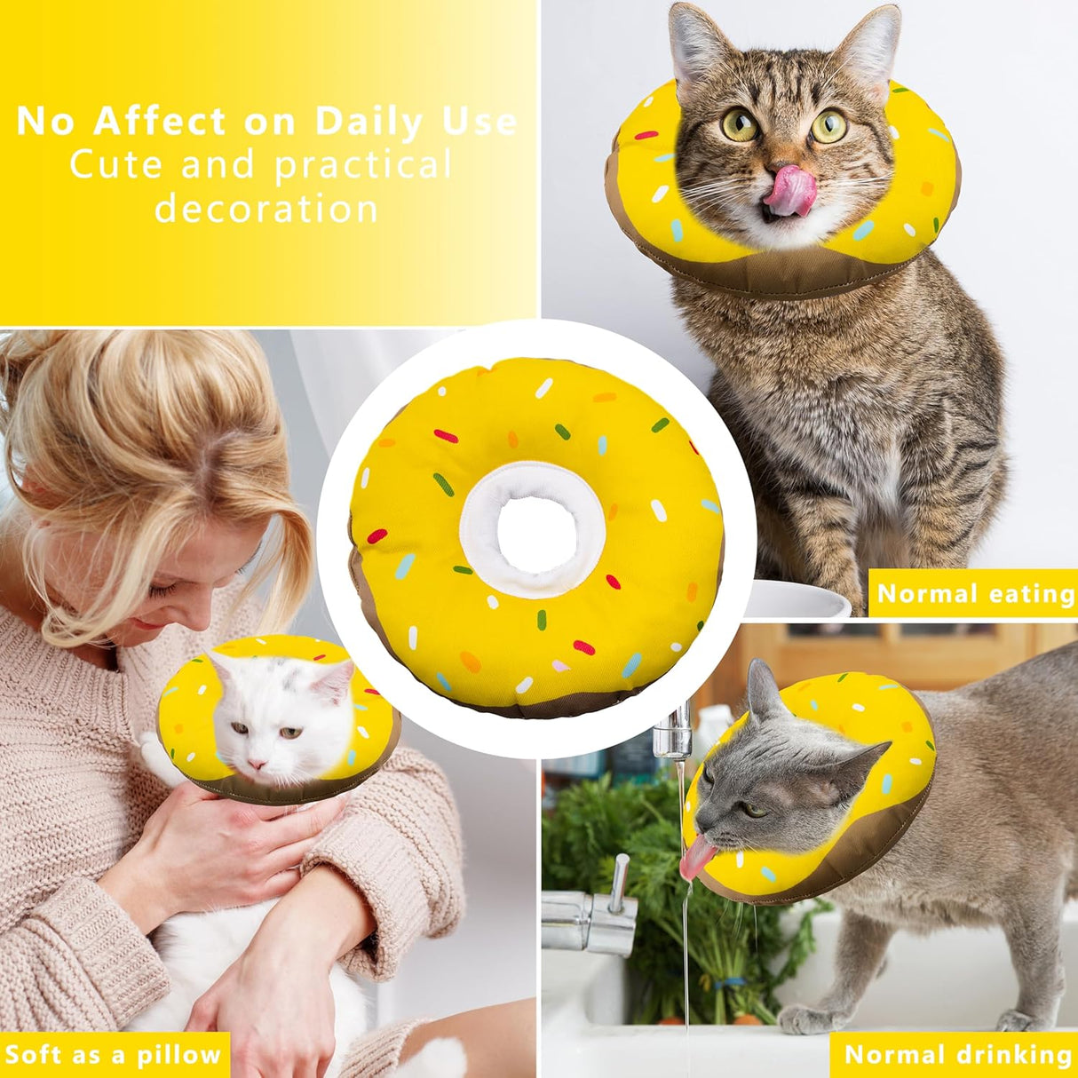 Seyezo Cat Cone Collar Soft Yellow Medium