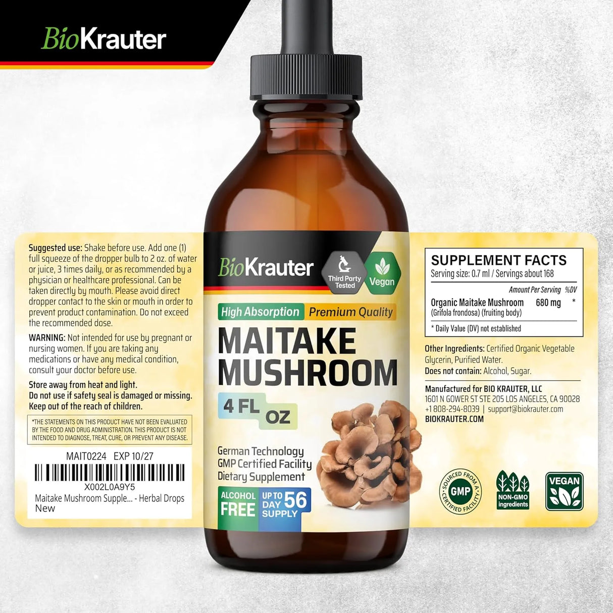 BIOKRAUTER - BIO KRAUTER Maitake Mushroom Extract 4 Fl.Oz. - The Red Vitamin MX - Suplementos Alimenticios - {{ shop.shopifyCountryName }}