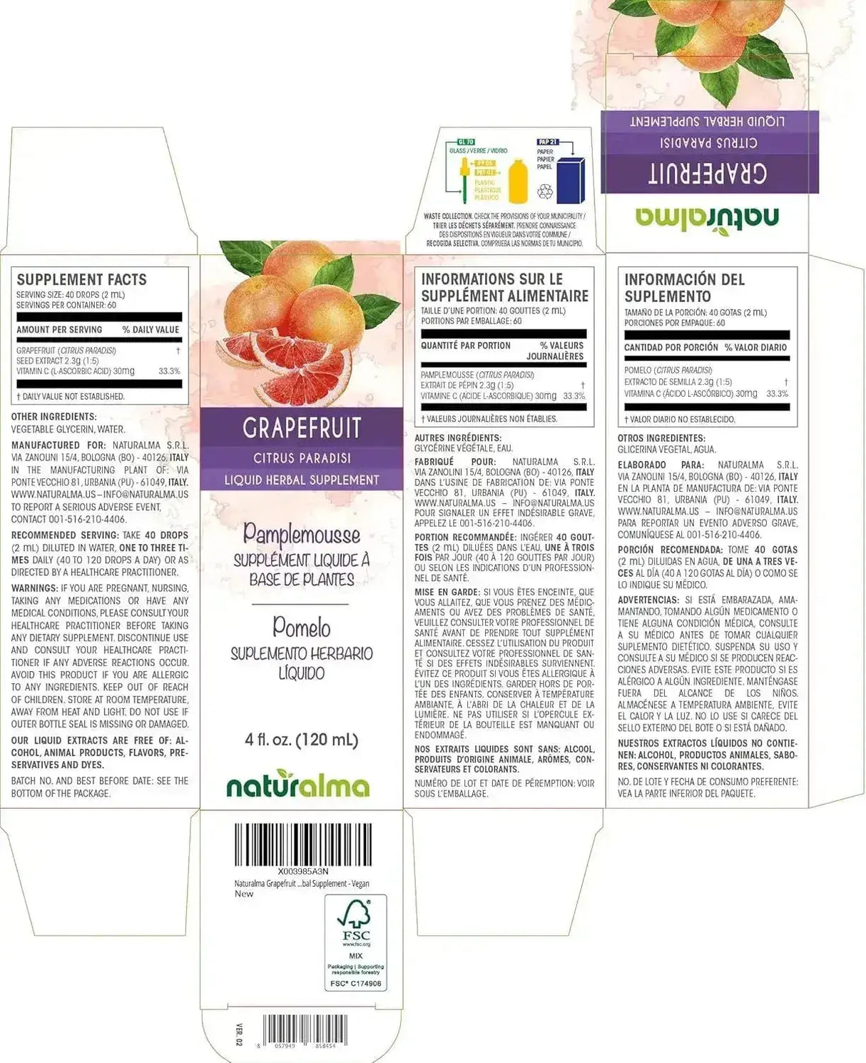 NATURALMA - Naturalma Grapefruit Seed Alcohol-Free Tincture 4 Fl.Oz. - The Red Vitamin MX - Suplementos Alimenticios - {{ shop.shopifyCountryName }}